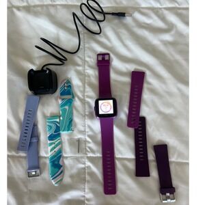 Fitbit Versa Lite Mulberry with Extra Bands & Charger bundle